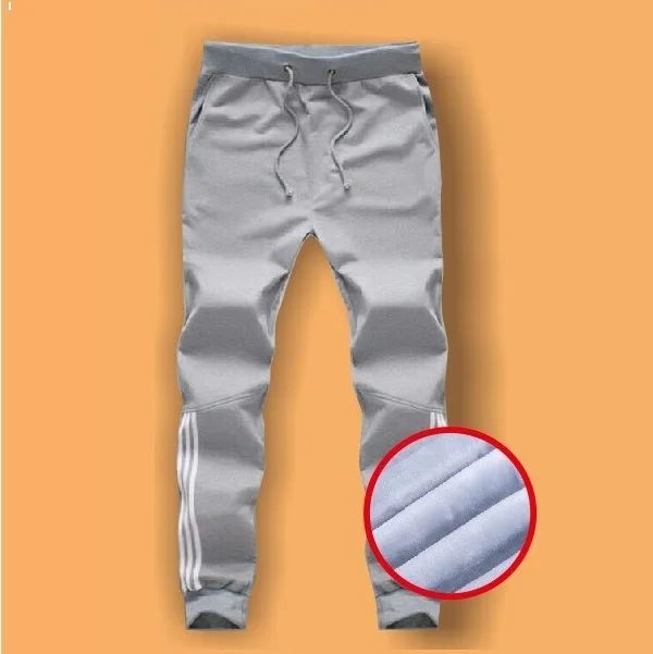 LY017 grey Бархатные тренировочные Мужские штаны для бега, джоггеры повседневные штаны новые мужские зимние штаны толстые флисовые бегущие прямые мужские брюки с подкладкой - Цвет: LY017 grey