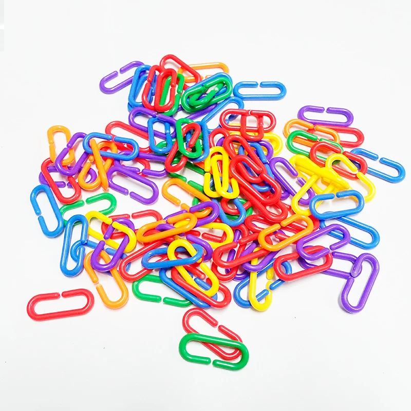 

100Pcs Parrot C-clip Toy Bird Plastic C-link Hook African Grey Conure Cockatiel Parrot Hook Link Chain Toy