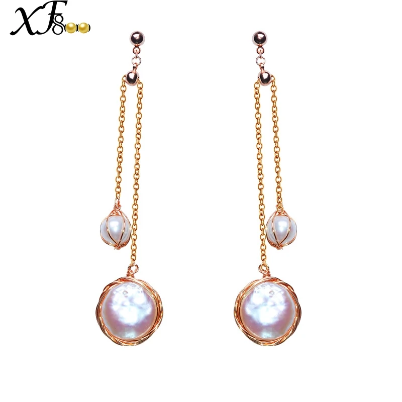 

XF800 Pearl Jewelry Freshwater Pearl Earrings Natural Trendy DIY Styles Party For Women [E319]