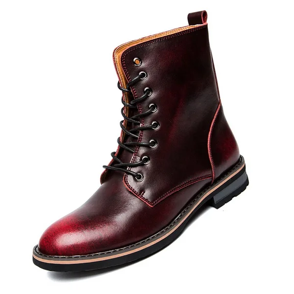 

Men Motorcycle Boots Vintage Combat Boot Winter Fur 2019 New Cow Split Leather Waterproof Buckle Military Boots Men Shoes