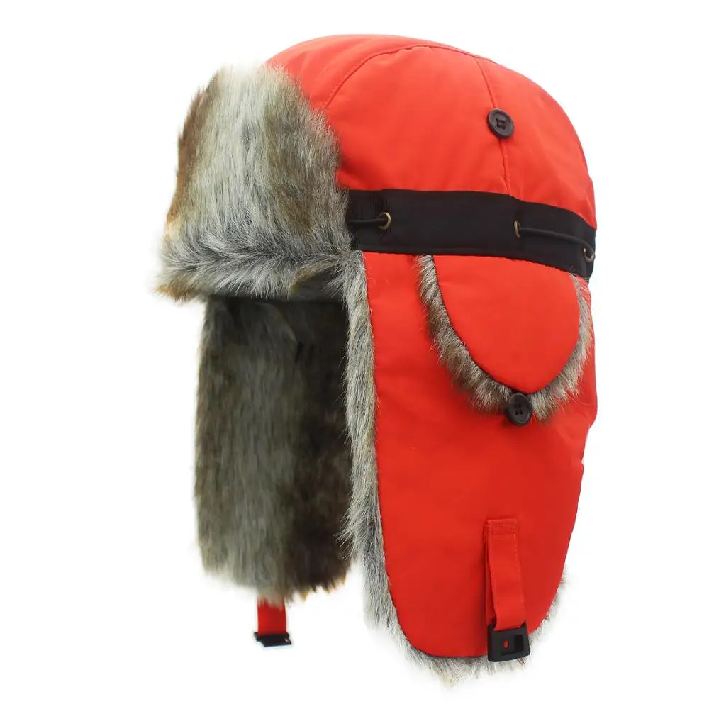 Connectyle Oudoor, мужская и женская шапка унисекс с искусственным мехом, мягкая теплая шапка с ушками, регулируемая ветрозащитная зимняя Лыжная шапка для России - Цвет: Orange Brown Fur