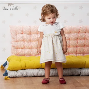 

DB12969-1 dave bella summer baby girl's princess floral dots dress children fashion party dress kids infant lolita clothes