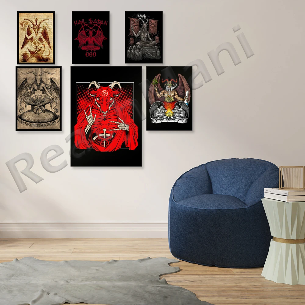  Satanic Decor Baphomet Wall Art Print Canvas Wall Art Print  Poster For Home School Office Decor Frame 16x24inch(40x60cm): Posters &  Prints