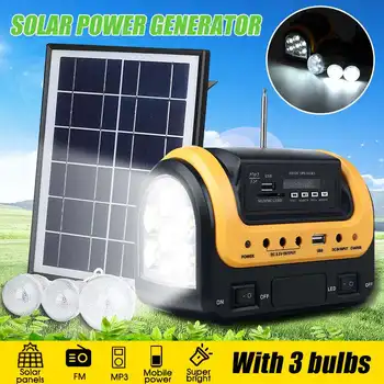 

Solar Power Generator Portable Solar Generator LED Lighting System with FM MP3 bluetooth Speaker USB Solar Panel Battery Charger