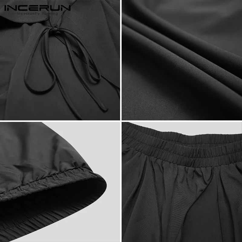 Men Wide Leg Pants Solid Color Elastic Waist Irregular Skirts Trousers Punk Black Joggers Loose S-5XL