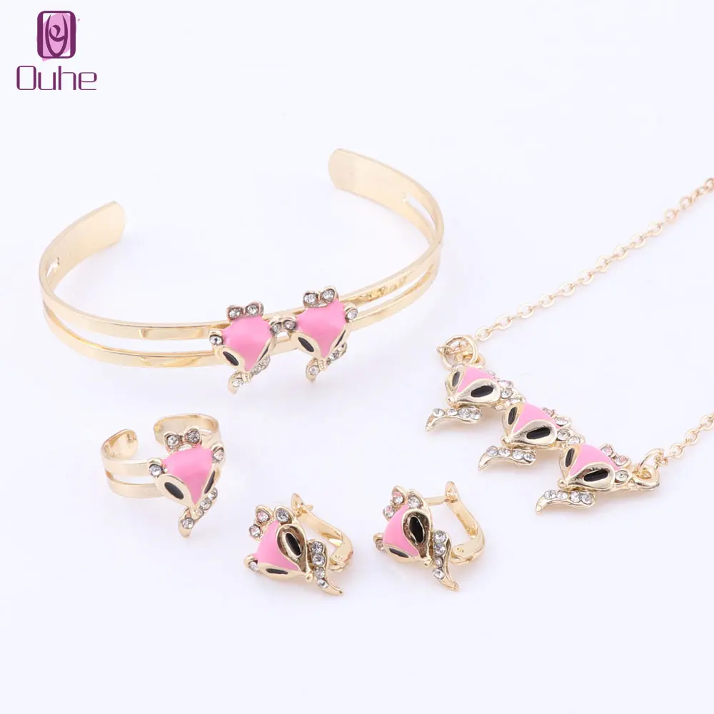 Trendy Girl Jewelry Lovely Crystal Cute Fox Children Necklace Bangle