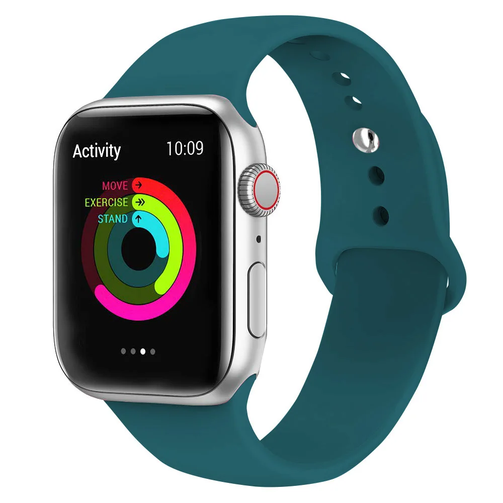 Силиконовый ремешок для наручных часов Apple Watch, 42 мм, 38 мм, Версия 44 мм 40 мм резиновый браслет Ремешки черный ремешок наручных часов Iwatch серии 5/4/3/2/1 браслет - Цвет ремешка: forest green