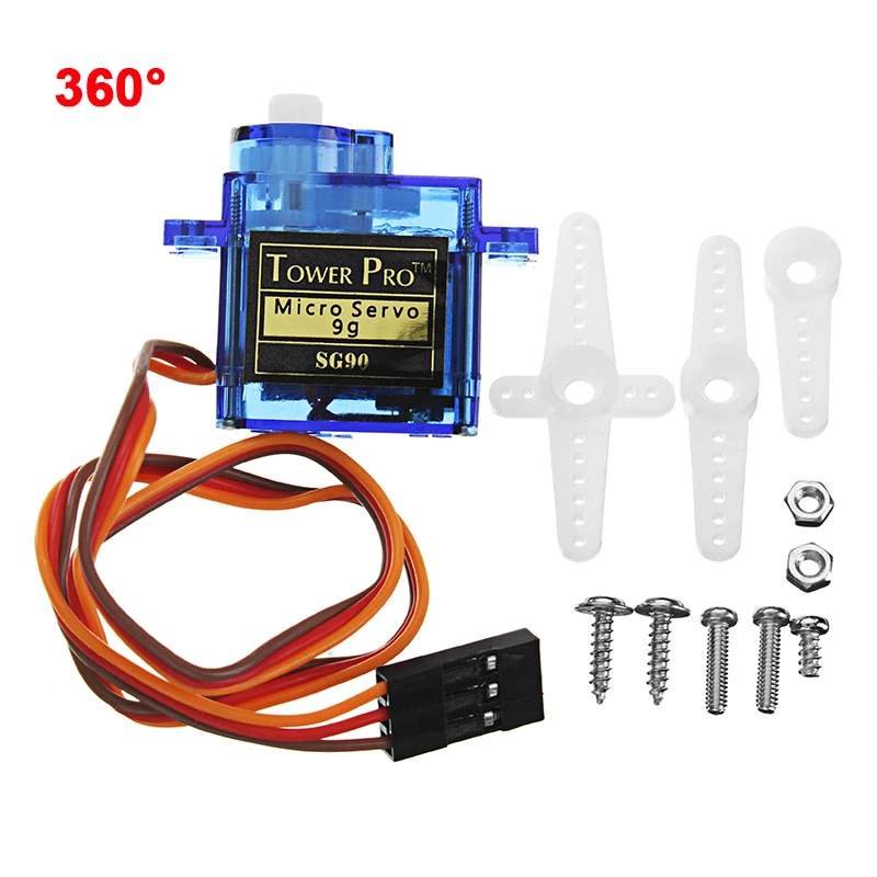 Радиоуправляемый сервопривод SG90 Mini Micro 9G Servo 360 ° Вращающаяся башня Pro для