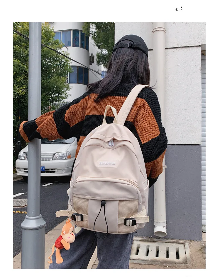 Stylish Backpacks luxury Backpack Women Large Capacity Solid Color Oxford Waterproof School Bag Travel Doll Pendant Rucksack Bagpack for Teenage Girls cool everyday backpacks