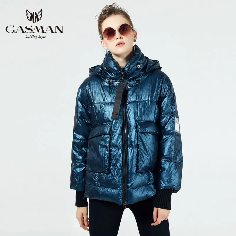 Blue (02) GASMAN женские пуховики и пальто короткие зимние женские пальто женская зимняя куртка зимняя модная верхняя одежда для женщин на зиму - Цвет: Blue (02)