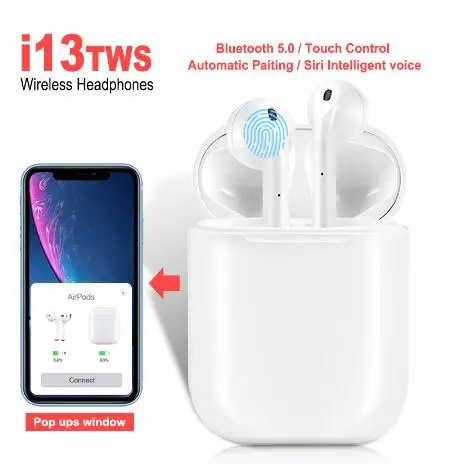 

YHY I13 TWS Wireless Earphone 1:1 Original Bluetooth 5.0 Mini 3D Stereo Sound Super Bass Earphone with Charging Case PK i12 i30