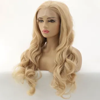 

Mix Blonde Synthetic Lace Front Wig Natural Wave Heat Resistant Fiber Hair Natural Hairline Free Parting Hair For Women Girl Wig
