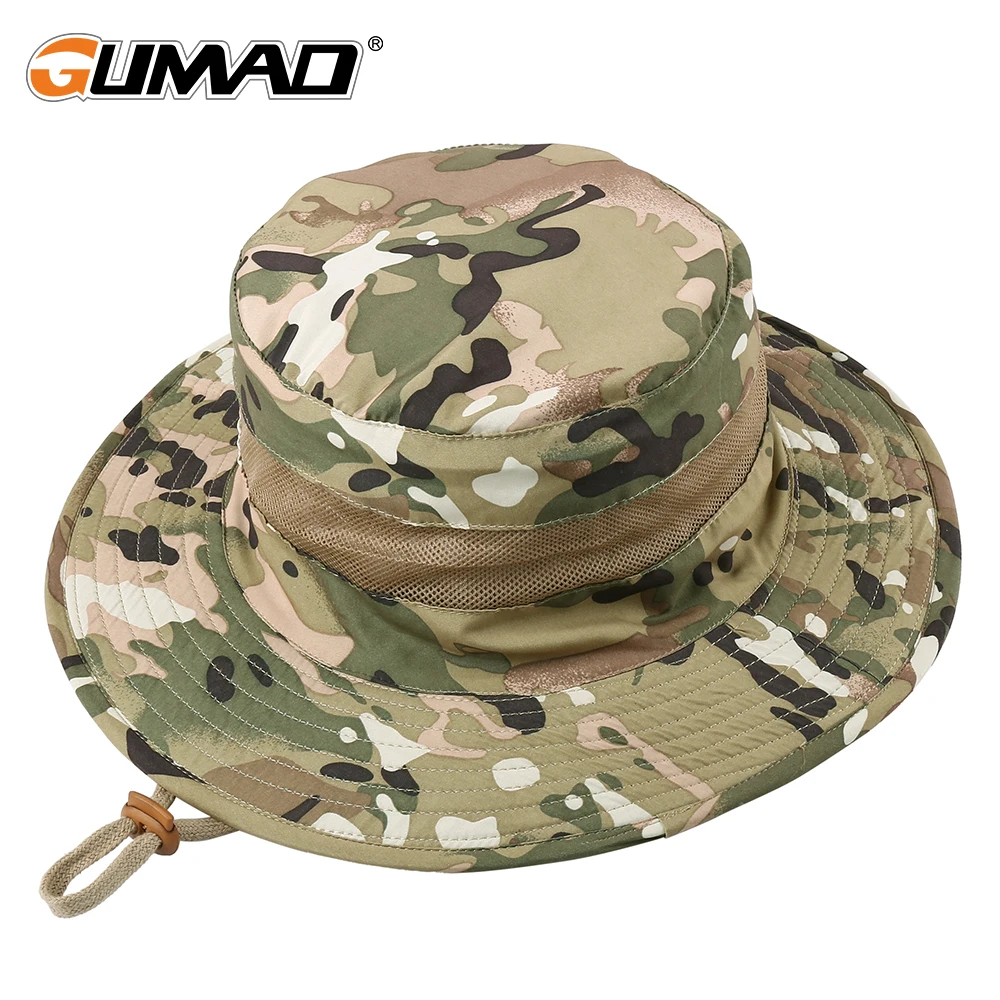 

Outdoor Fishing Cap Tactical Hats Bob Wide Brim Bonnie Summer Sunshade Camo Fisherman Casual Bucket Hiking Quick-dry Men 2019