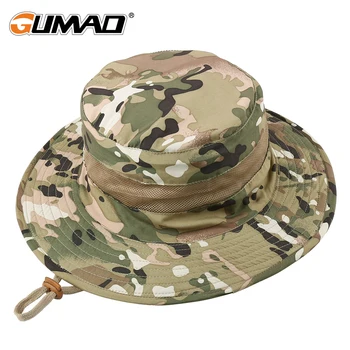 

Outdoor Fishing Cap Tactical Hats Bob Wide Brim Bonnie Summer Sunshade Camo Fisherman Casual Bucket Hiking Quick-dry Men 2019