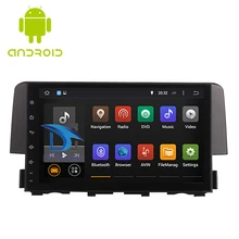 Autoradio Android 9.0, écran IPS 9 ", WIFI, Navigation GPS, lecteur multimédia, unité centrale, vidéo, pour voiture Honda Civic (2016 – 2020) 