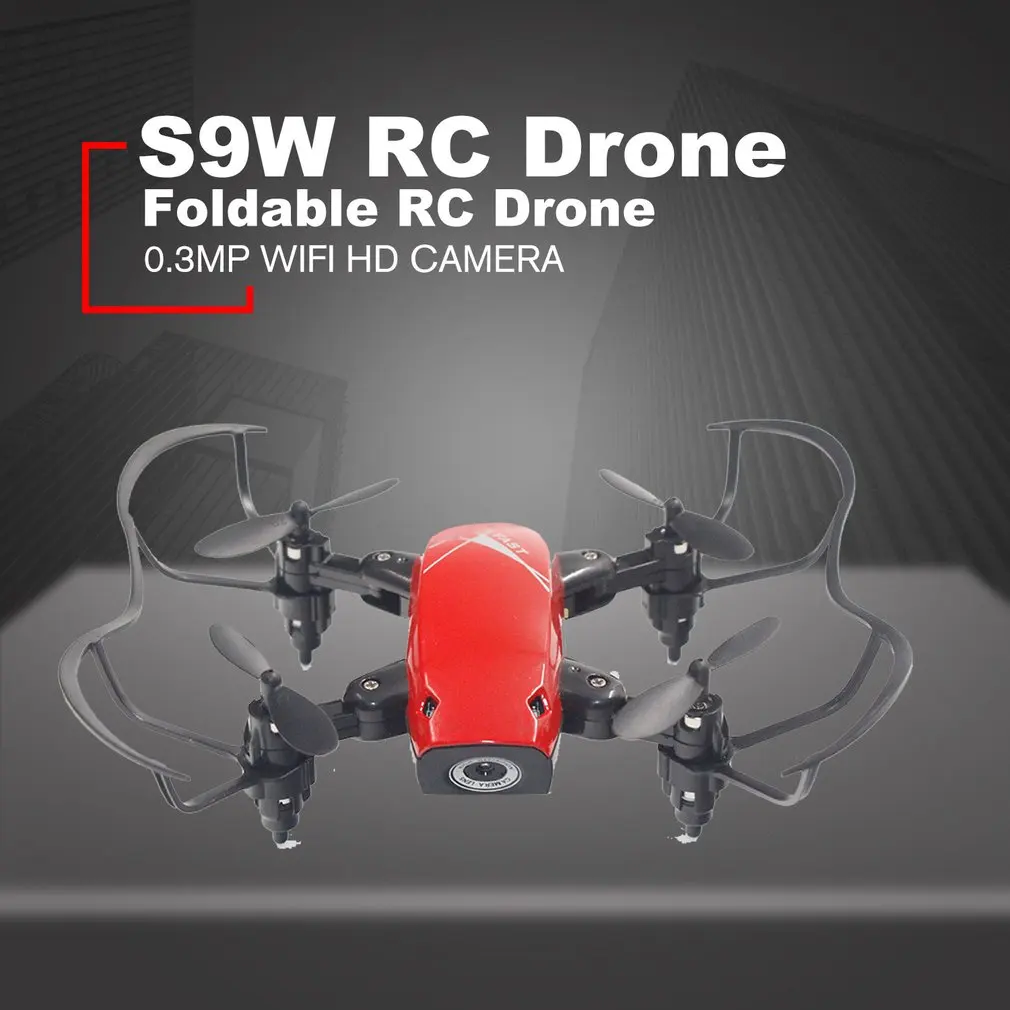 S9W Wi-Fi FPV складной мини Радиоуправляемый Дрон с камерой 0.3MP удержание высоты 3D переворачивает Безголовый режим приложение управление вертолет самолет