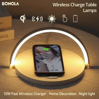 

Bonola LED wireless charging desk lamp for iPhone 11 Pro/ SamsungS20 Note10 folding eye protection fast Qi wireless charger ligh