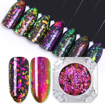 

1 Box Chameleon Sequins Flakes Nails Irregular Glitter Powder Dust Nail Art Decorations Pigment Tips