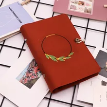 

A5 A6 Red Cloth material Spiral Ring Loose-leaf Notebook 6 Holes Blank line grid dots Button Diary planner Travel Notepad Gift