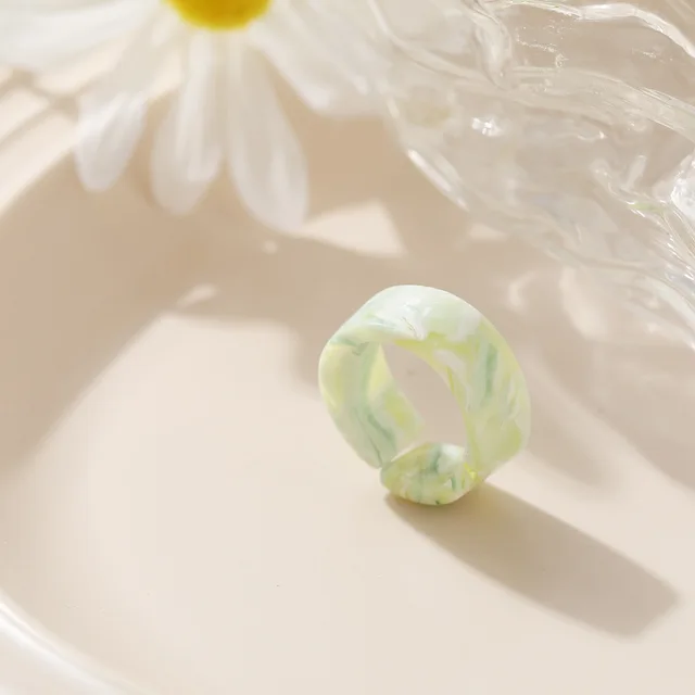 New Colorful Transparent Resin Acrylic Crystal Rhinestone Simple Geometric Square Round Rings Set for Women Fashion Jewelry JZ02