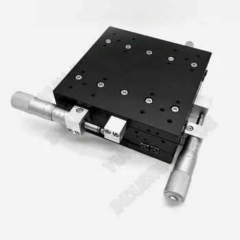 

125*125mm XY Axis 5" Trimming Station Manual Displacement Platform Cross Roller Guide Way Linear Stage Sliding Table LY125-R