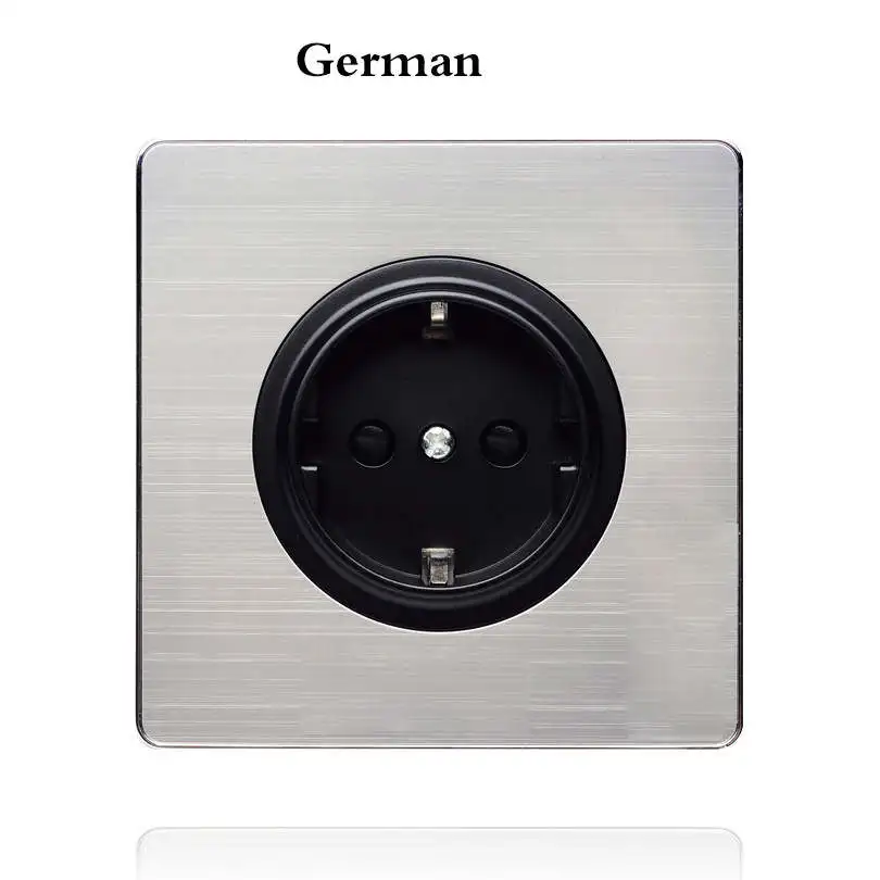 German standard 1, 2, 3, 4 комплекта, 1, 2 варианта, матовый светильник из нержавеющей стали, розетка с любым щелчком, контрольная настенная розетка, переключатели, панель со светодиодом - Цвет: German standard