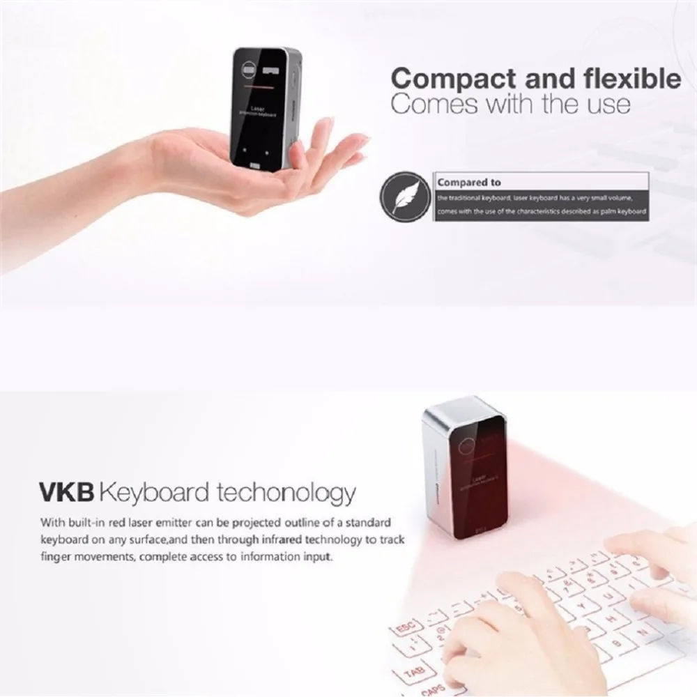 Klwenglish-teclado sem Fio Bluetooth Virtual Laser Mini Teclado Portátil para Computador Telefone Pad Laptop Telefone - Imagem 2