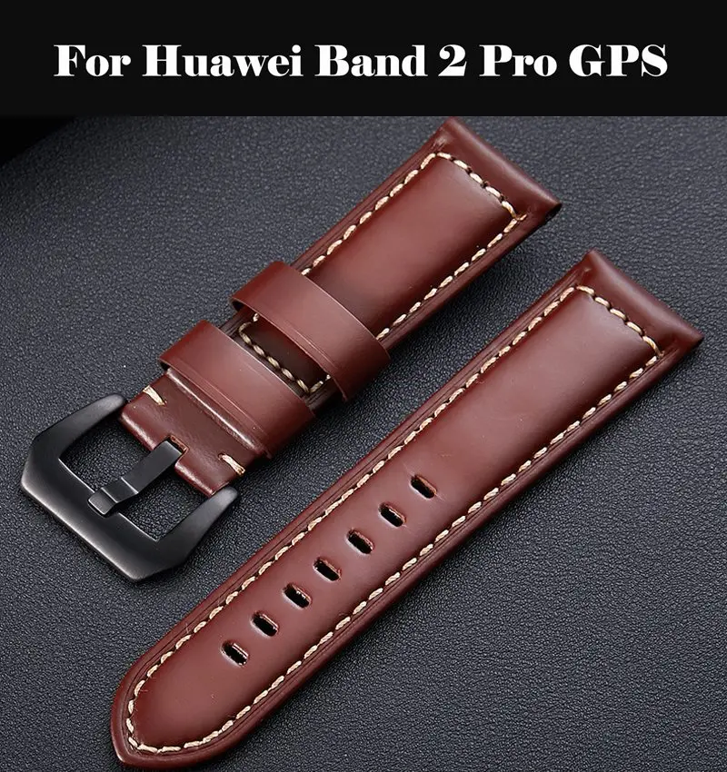 

Watchband Soft Calf Genuine Leather Watch Strap 18mm 20mm 22mm 24mm Watch Band Wristband For Huawei Band 2 Pro GPS