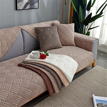 

New Thicken Plush Fabric Sofa Towel Solid color European Style Non-slip Couch Cover for Living Room Decor Slipcover Seat Cushion