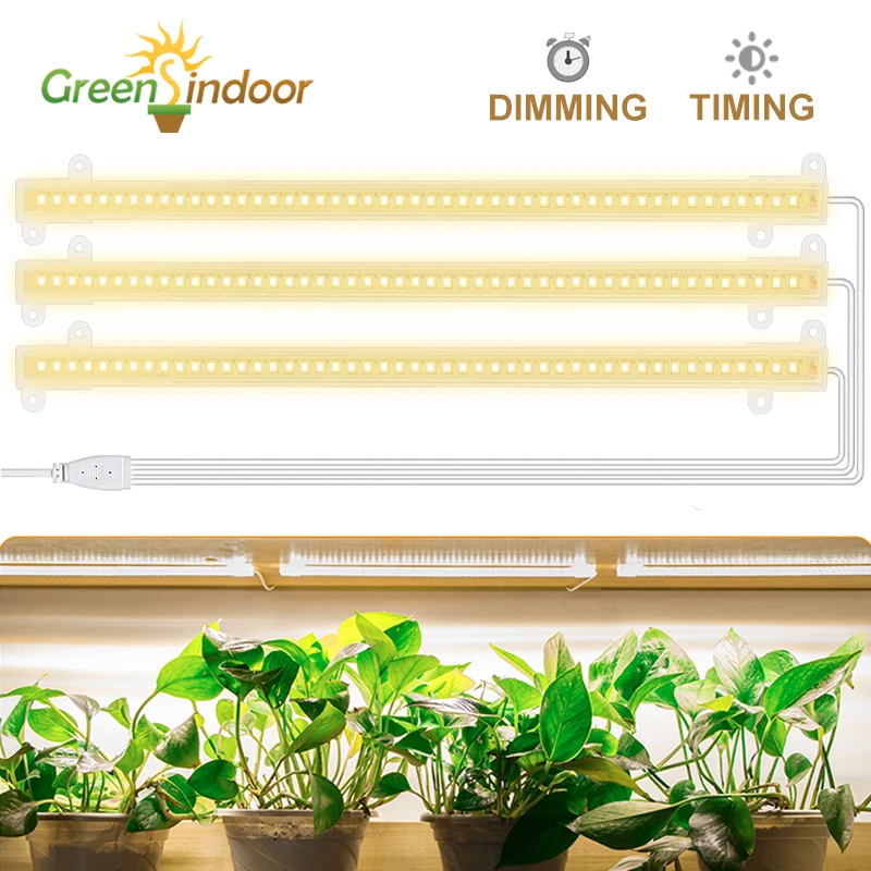3pcs Grow Light Strips 30W Phytolamp With Timing And Diming Indoor Hydroponics Lamp Full Specturm 380-780nm Plant Light 3500K