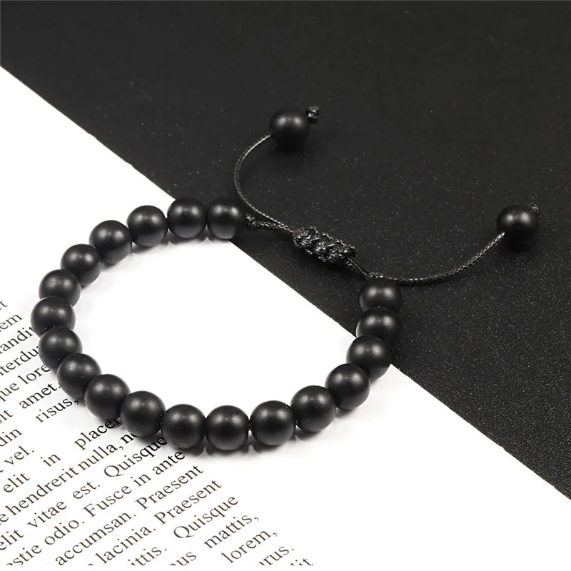Adjustable Couples Bracelet Jewelry For Women Men 8mm Beads Braiding Macrame Lovers Bracelet
