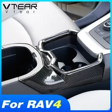 Vtear For Toyota RAV4 2021 2019 Interior Mouldings Accessories ABS Cup Holder Center Console Panel Cover Decoration Trim Sticker