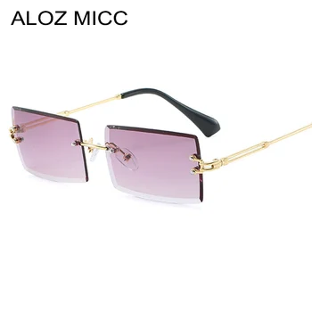

ALOZ MICC Fashion Ladies Rectangle Rimless Sunglasses Men Women Personality Trimming Luxury Metal Sunglass UV400 Q709
