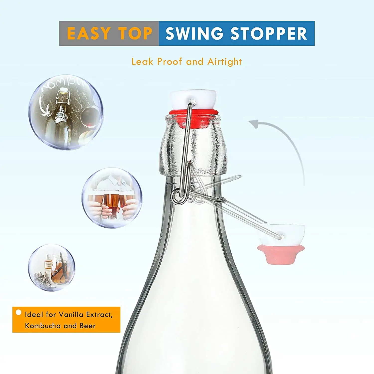 Glass Swing Top Beer Bottles with Flip-top Lid for Carbonated Drinks