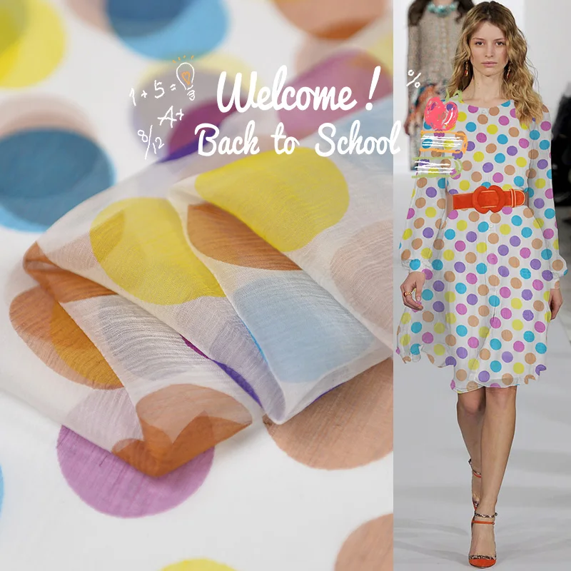 100 см* 135 см цветная шелковая ткань в горошек, жатый шелк, шифон, марля для детей