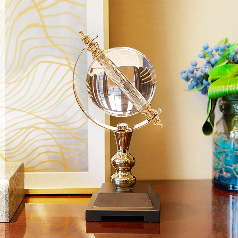 

European Crystal Globe Arrangement Living Room Wine Cabinet Decoration Home Office Table Business Gift