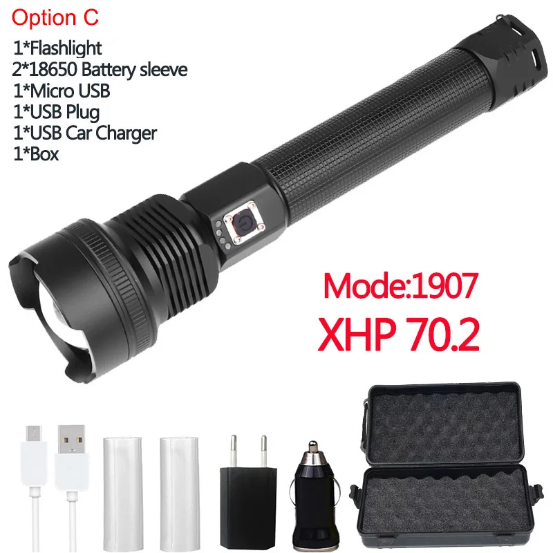 Супер фонарь XLamp XHP90 высокий мощный тактический фонарь usb зум светодиодный фонарь светодиодный фонарик факел светильник 18650 26650 Батарея Фонари - Испускаемый цвет: Option C