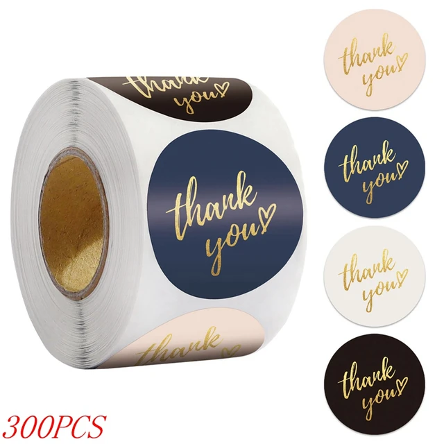 50-500pcs 1inch Blue Thank You Stickers For Envelope Sealing Labels Stationery Supplies Handmade Wedding Gift Decoration Sticker H0222-300pcs
