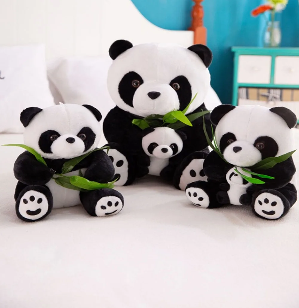 Милая панда, игрушка для моделирования, Мультяшные животные, плюшевые игрушки, куклы, подарки на день рождения, яркая забавная панда, листья бамбука, плюшевые игрушки, мягкая панда