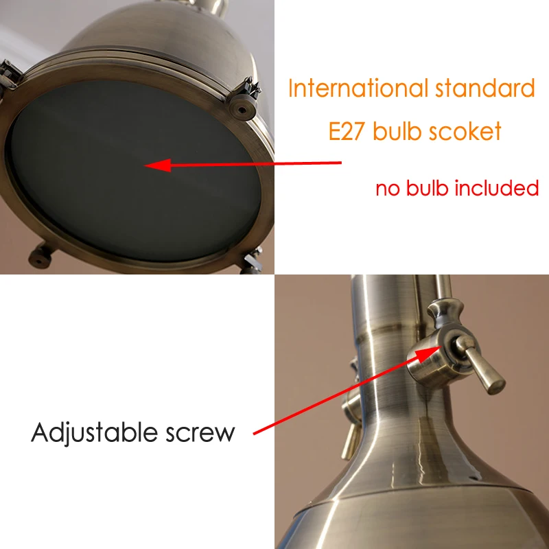 Industrial Vintage Light Kitchen Dining Room Chandelier Adjsutable Chain Pendant Lamp E27 Glass Headlight Iron Drop Light