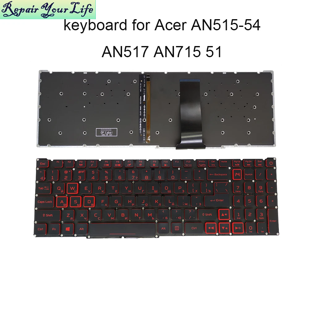 Russo Computador Portátil Retroiluminado Teclado para Acer Nitro An51554 43 44 An517-52 An517-51 52 An715-51 Backlight Teclas Vermelhas Teclados ru