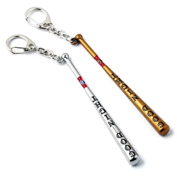 

Suicide Squad Jewelry Baseball Bat Good Night Test Keychain Quinn Key Rings Gift For Holder Chaveiro Car Key Chain Wholesale