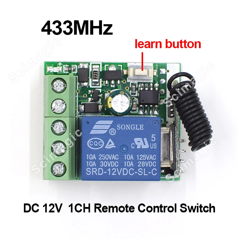 433 Mhz Wireless Remote Control Switch DC 12V 1CH Relay Receiver Module and RF Transmitter Electronic Lock Control Diy