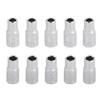 

1/4 Square Hexagonal Sshort Sleeve Drive Practical Durable 6 Point Hex Sockets Car Maintenance Auto Repair Tools