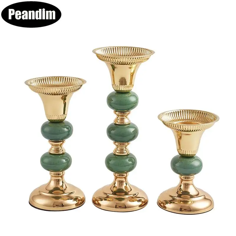 PEANDIM керамические золотистые подставка для свечи Свадебная подсвечник Настольный основная часть канделябра вечерние Рождество держатель свечей домашний декор