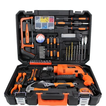 Cheap 35-144pcs Electric Drill Toolbox Hardware Tool Set Household Lithium Hand Drill Impact Drill Kit Phone Repair Woodworking Tools