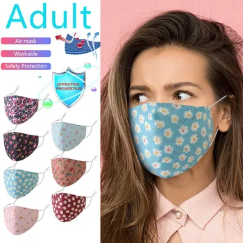 

1/3 PCS Face Masks 19 Styles Adult Washable Reusable Adjustable Breathable Pm2.5 Flower Printed Unisex Face Mask Mascarilla
