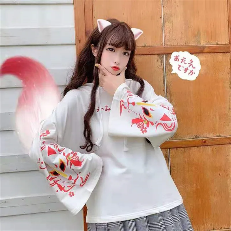 

Newest Spring Autumn Fashion females Cute Foxs Animal Sweatshirts Student Hoodies Sweet Loose Women Pullovers For Teenager Girls