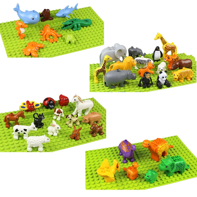

Animal Series Set Legoing Duploed Large Particle Building Blocks Animal Scene World Educational Toys for Playmobil Baby