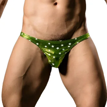 

Sexy Men's Briefs Star Shiny PU Leather Male Underwear Micro Briefs Lingerie Sexy Hot Erotic Panties Push Up Underpants